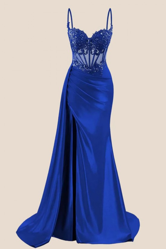 Elegant Spaghetti Straps Prom Dresses Formal Evening Gowns with Lace Appliques 501001 Elegant Spaghetti Straps Prom Dresses Formal Evening Gowns with Lace Appliques 501001
