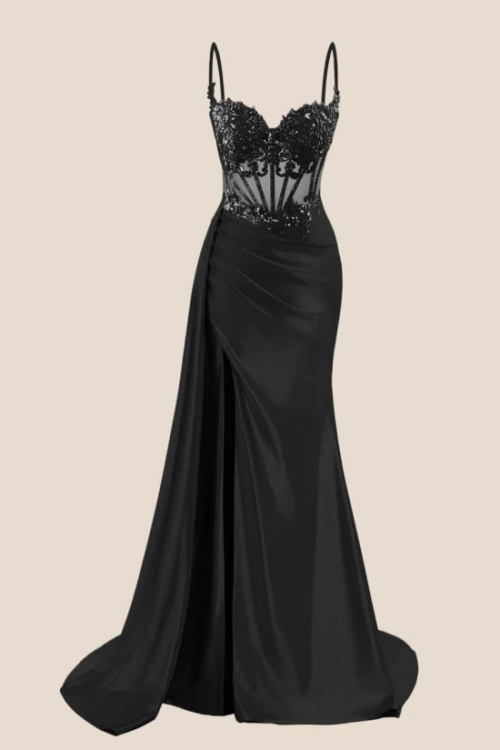 Elegant Spaghetti Straps Prom Dresses Formal Evening Gowns with Lace Appliques 501001 Elegant Spaghetti Straps Prom Dresses Formal Evening Gowns with Lace Appliques 501001