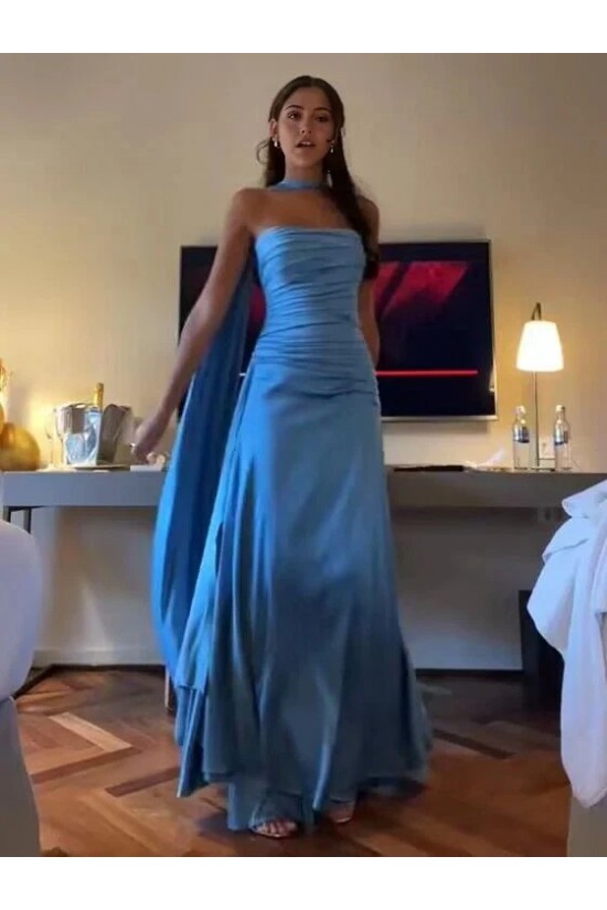 A-Line Strapless Long Prom Dresses Formal Evening Gowns 501002