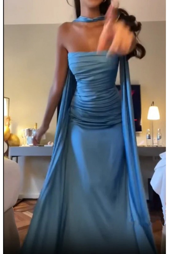 A-Line Strapless Long Prom Dresses Formal Evening Gowns 501002
