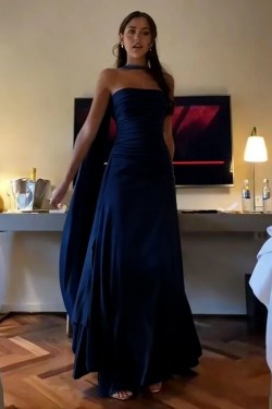 A-Line Strapless Long Prom Dresses Formal Evening Gowns 501002