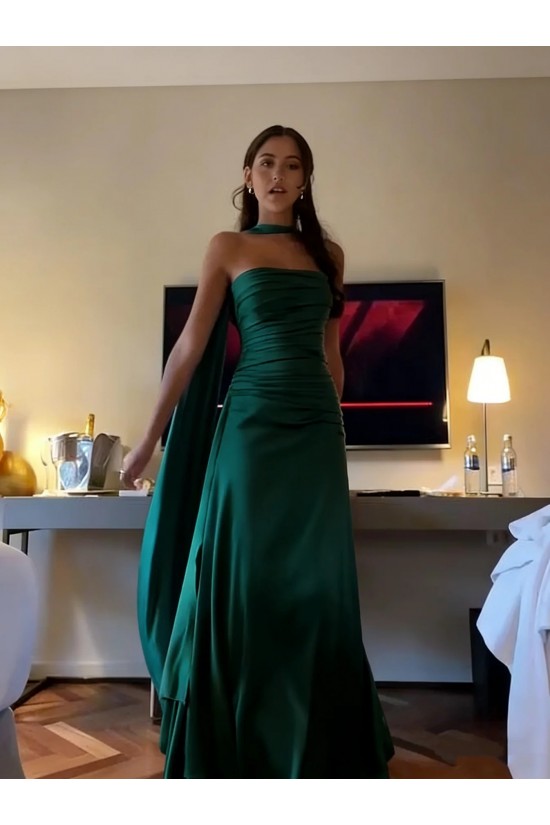A-Line Strapless Long Prom Dresses Formal Evening Gowns 501002