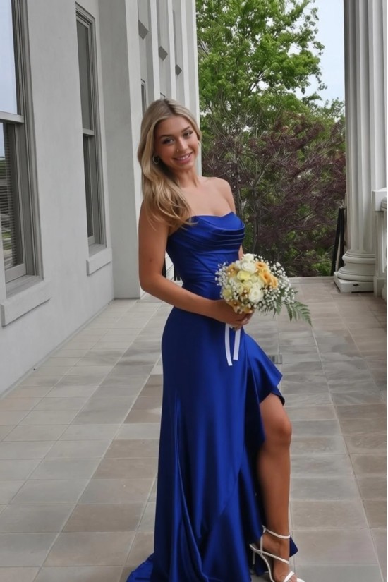 Long Strapless Yellow Prom Dresses Formal Evening Gowns with Slit 501004 Long Strapless Yellow Prom Dresses Formal Evening Gowns with Slit 501004
