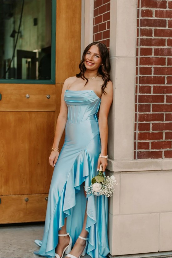 Long Strapless Yellow Prom Dresses Formal Evening Gowns with Slit 501004 Long Strapless Yellow Prom Dresses Formal Evening Gowns with Slit 501004
