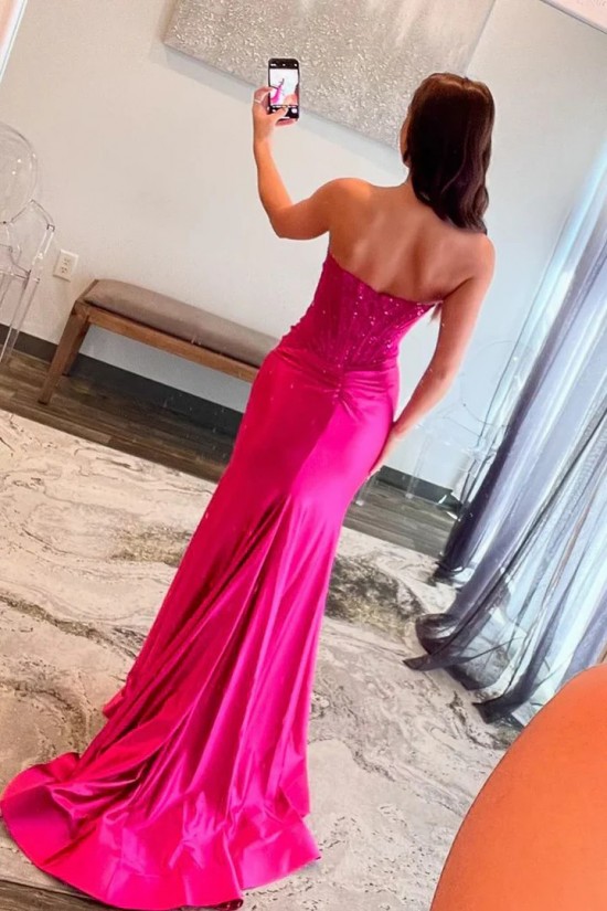Elegant Strapless High Slit Long Prom Dresses Formal Evening Gowns 501006 Elegant Strapless High Slit Long Prom Dresses Formal Evening Gowns 501006