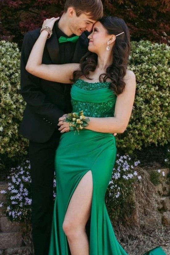 Elegant Strapless High Slit Long Prom Dresses Formal Evening Gowns 501006 Elegant Strapless High Slit Long Prom Dresses Formal Evening Gowns 501006