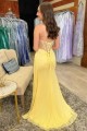 Long Yellow Sheath High Slit Prom Dresses Formal Evening Gowns 501007 Long Yellow Sheath High Slit Prom Dresses Formal Evening Gowns 501007