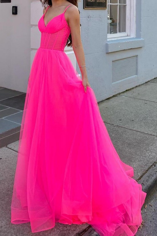 A-Line Spaghetti Straps Tulle Prom Dresses Formal Evening Gowns 501008 A-Line Spaghetti Straps Tulle Prom Dresses Formal Evening Gowns 501008