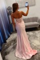 Long Pink Lace Prom Dresses Formal Evening Gowns with High Slit 501009 Long Pink Lace Prom Dresses Formal Evening Gowns with High Slit 501009