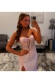 Long Pink Lace Prom Dresses Formal Evening Gowns with High Slit 501009 Long Pink Lace Prom Dresses Formal Evening Gowns with High Slit 501009