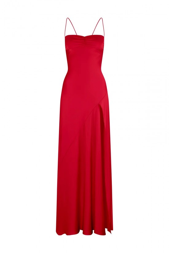 Simple Long Spaghetti Straps Prom Dresses Formal Evening Gowns with High Slit 501011 Simple Long Spaghetti Straps Prom Dresses Formal Evening Gowns with High Slit 501011