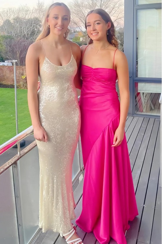 Simple Long Spaghetti Straps Prom Dresses Formal Evening Gowns with High Slit 501011 Simple Long Spaghetti Straps Prom Dresses Formal Evening Gowns with High Slit 501011