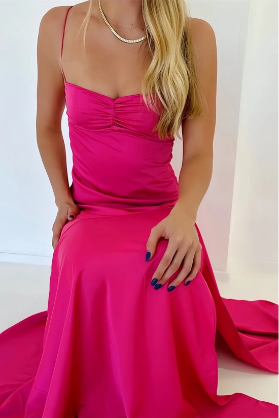 Simple Long Spaghetti Straps Prom Dresses Formal Evening Gowns with High Slit 501011 Simple Long Spaghetti Straps Prom Dresses Formal Evening Gowns with High Slit 501011
