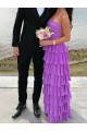 A-Line Long Purple Tiered Ruffle Prom Dresses Formal Evening Gowns 501013 A-Line Long Purple Tiered Ruffle Prom Dresses Formal Evening Gowns 501013