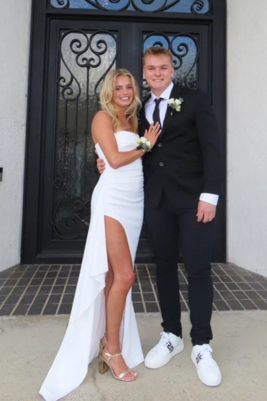 Simple Sheath Long Strapless Prom Dresses Formal Evening Gowns with High Slit 501014 Simple Sheath Long Strapless Prom Dresses Formal Evening Gowns with High Slit 501014