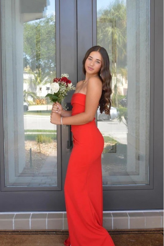 Simple Sheath Long Strapless Prom Dresses Formal Evening Gowns with High Slit 501014 Simple Sheath Long Strapless Prom Dresses Formal Evening Gowns with High Slit 501014