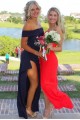 Elegant Sheath Long Pink Off the Shoulder Prom Dresses Formal Evening Gowns with Side Slit 501016 Elegant Sheath Long Pink Off the Shoulder Prom Dresses Formal Evening Gowns with Side Slit 501016