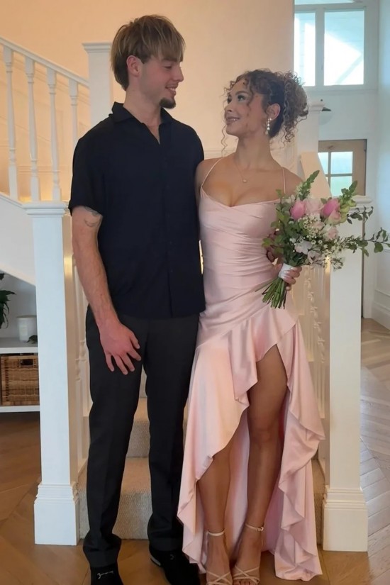Long Pink Asymmetrical Prom Dresses Formal Evening Gowns 501017 Long Pink Asymmetrical Prom Dresses Formal Evening Gowns 501017