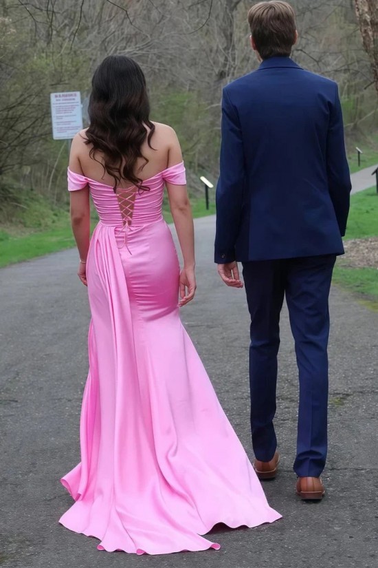 Long Pink Beaded Off the Shoulder Prom Dresses Formal Evening Gowns 501018 Long Pink Beaded Off the Shoulder Prom Dresses Formal Evening Gowns 501018