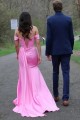 Long Pink Beaded Off the Shoulder Prom Dresses Formal Evening Gowns 501018 Long Pink Beaded Off the Shoulder Prom Dresses Formal Evening Gowns 501018