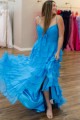 A-Line Long Pink Sweetheart Chiffon Prom Dresses Formal Evening Gowns with Side Slit 501020 A-Line Long Pink Sweetheart Chiffon Prom Dresses Formal Evening Gowns with Side Slit 501020