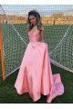 A-Line Long Satin V-Neck Prom Dresses Formal Evening Gowns 6011013 A-Line Long Satin V-Neck Prom Dresses Formal Evening Gowns 6011013