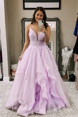 A-Line V-Neck Long Prom Dresses Formal Evening Gowns 6011015