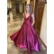 A-Line V-Neck Long Prom Dresses Formal Evening Gowns 6011017