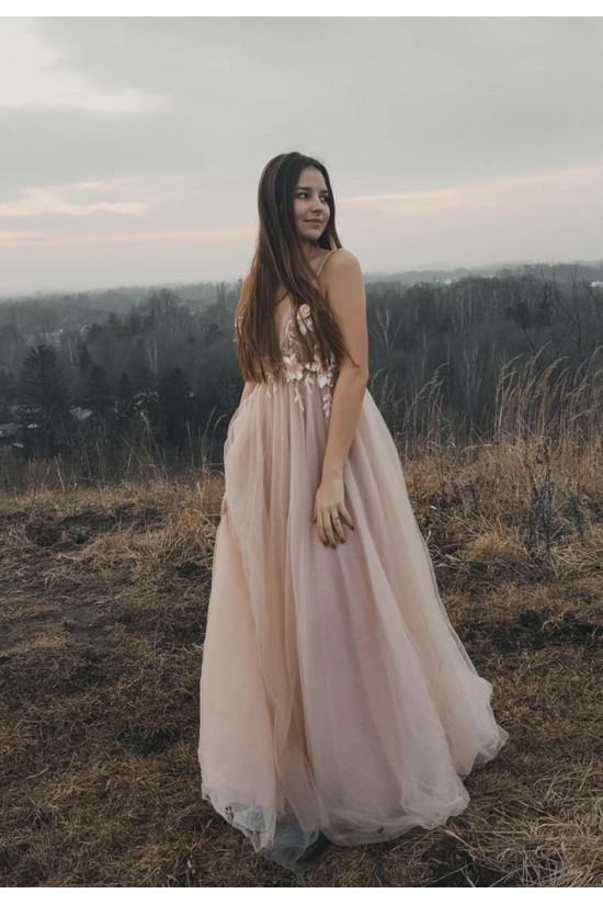 A-Line Tulle V-Neck Long Prom Dresses Formal Evening Gowns 6011018 A-Line Tulle V-Neck Long Prom Dresses Formal Evening Gowns 6011018