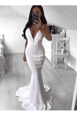 Mermaid V-Neck Long Prom Dresses Formal Evening Gowns 6011021