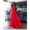 A-Line Long Red V-Neck Prom Dresses Formal Evening Gowns 6011027