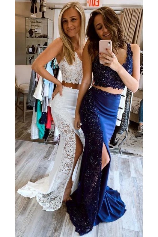Mermaid Beaded Lace Two Pieces Long Prom Dresses Formal Evening Gowns 6011030 Mermaid Beaded Lace Two Pieces Long Prom Dresses Formal Evening Gowns 6011030