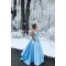 A-Line Long Blue V-Neck Prom Dresses Formal Evening Gowns 6011034