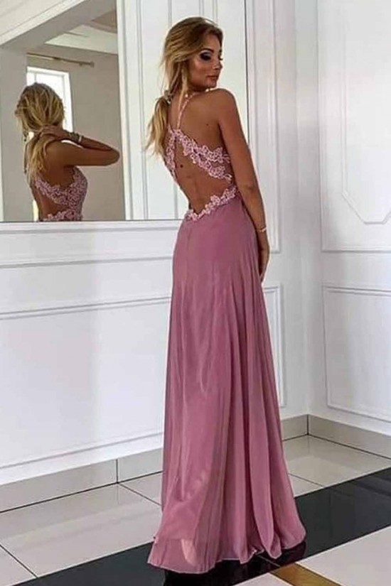 A-Line Lace Chiffon V-Neck Long Prom Dresses Formal Evening Gowns 6011041 A-Line Lace Chiffon V-Neck Long Prom Dresses Formal Evening Gowns 6011041