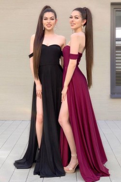 A-Line Off-the-Shoulder Long Prom Dresses Formal Evening Gowns 6011042