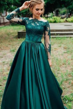 A-Line Long Sleeves Lace Prom Dresses Formal Evening Gowns 6011049