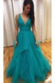 A-Line Tulle V-Neck Long Prom Dresses Formal Evening Gowns 6011053 A-Line Tulle V-Neck Long Prom Dresses Formal Evening Gowns 6011053