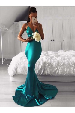Mermaid V-Neck Long Prom Dresses Formal Evening Gowns 6011054