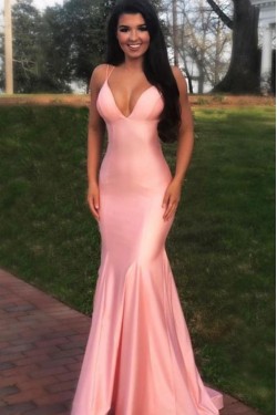 Mermaid V-Neck Long Prom Dresses Formal Evening Gowns 6011058