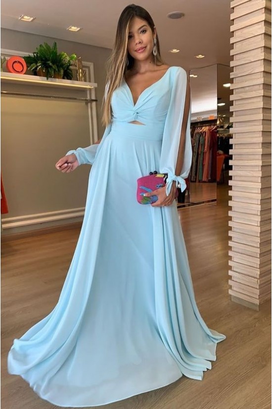 A-Line Chiffon Long Sleeves Prom Dresses Formal Evening Gowns 6011069 A-Line Chiffon Long Sleeves Prom Dresses Formal Evening Gowns 6011069