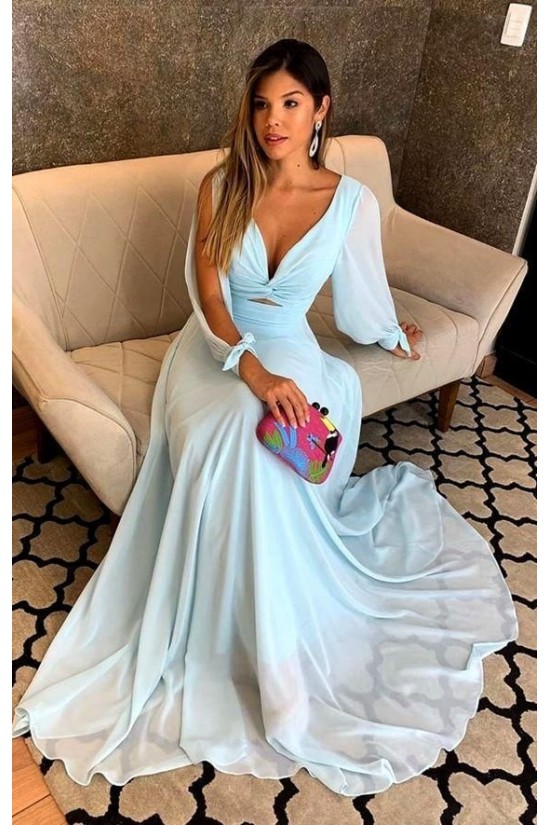 A-Line Chiffon Long Sleeves Prom Dresses Formal Evening Gowns 6011069 A-Line Chiffon Long Sleeves Prom Dresses Formal Evening Gowns 6011069