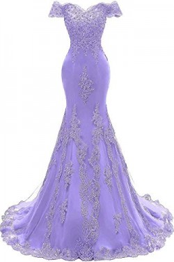 Mermaid Off-the-Shoulder Beaded Lace Long Prom Dresses Formal Evening Gowns 6011082
