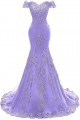 Mermaid Off-the-Shoulder Beaded Lace Long Prom Dresses Formal Evening Gowns 6011082