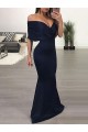 Mermaid Off-the-Shoulder Long Navy Prom Dresses Formal Evening Gowns 6011089