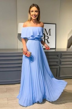 A-Line Chiffon Off-the-Shoulder Long Prom Dresses Formal Evening Gowns 6011103