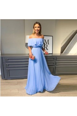A-Line Chiffon Off-the-Shoulder Long Prom Dresses Formal Evening Gowns 6011103