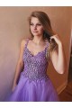 A-Line Beaded Lace Tulle Long Prom Dresses Formal Evening Gowns 6011108