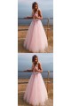 A-Line Tulle V-Neck Long Prom Dresses Formal Evening Gowns 6011109