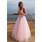 A-Line Tulle V-Neck Long Prom Dresses Formal Evening Gowns 6011109