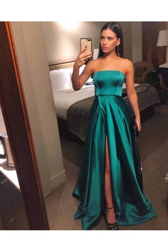 A-Line Strapless Long Satin Prom Dresses Formal Evening Gowns 6011117 A-Line Strapless Long Satin Prom Dresses Formal Evening Gowns 6011117